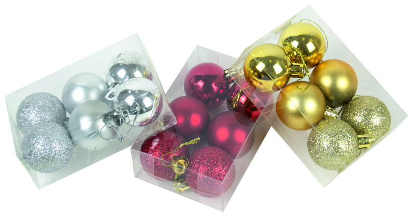 5cm Ball In PVC Box Mate metallics and glitter